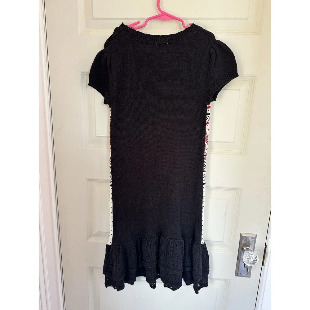 NWT CHILDREN'S‎ PLACE Girls Black Red White Snowflake Sweater Dress Size L 10-12